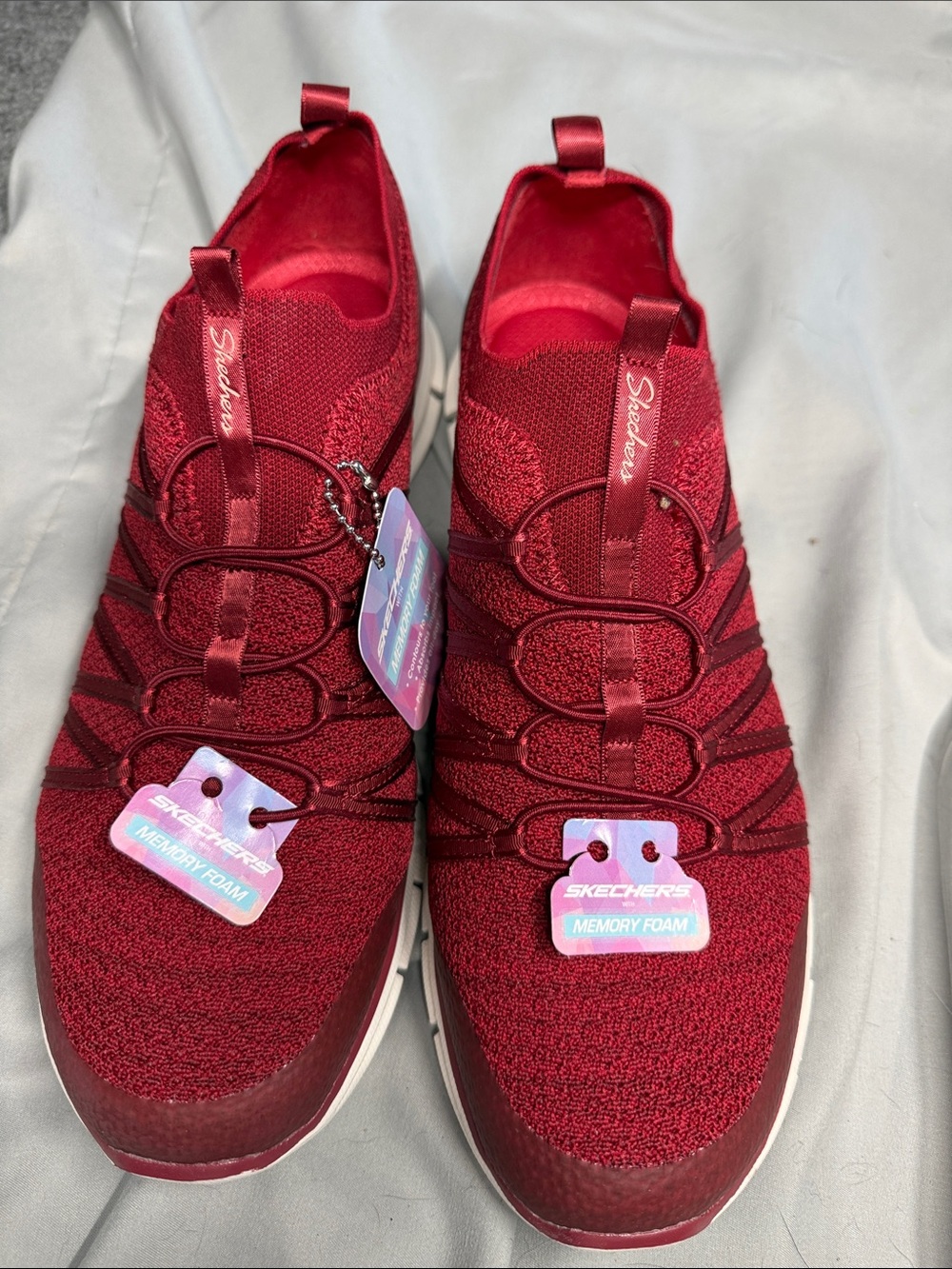 Skechers Knit Slip-On Sneakers - Burgundy